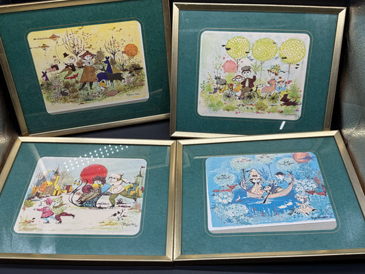 Bjørn Wiinblad - 4 Seasons postcards - Framed set of 4
