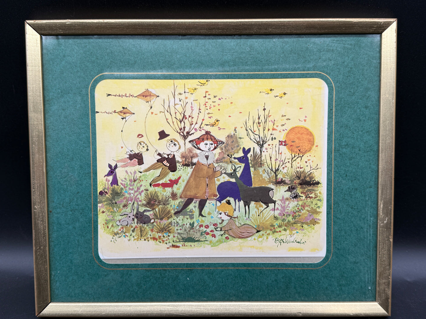 Bjørn Wiinblad - 4 Seasons postcards - Framed set of 4