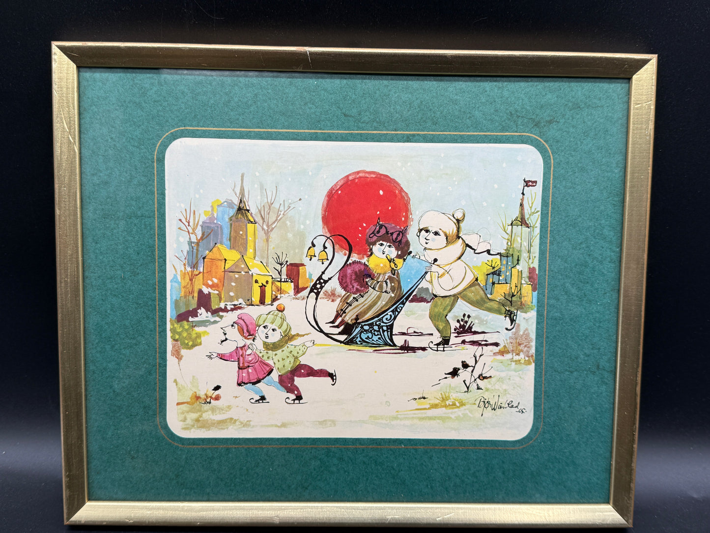 Bjørn Wiinblad - 4 Seasons postcards - Framed set of 4