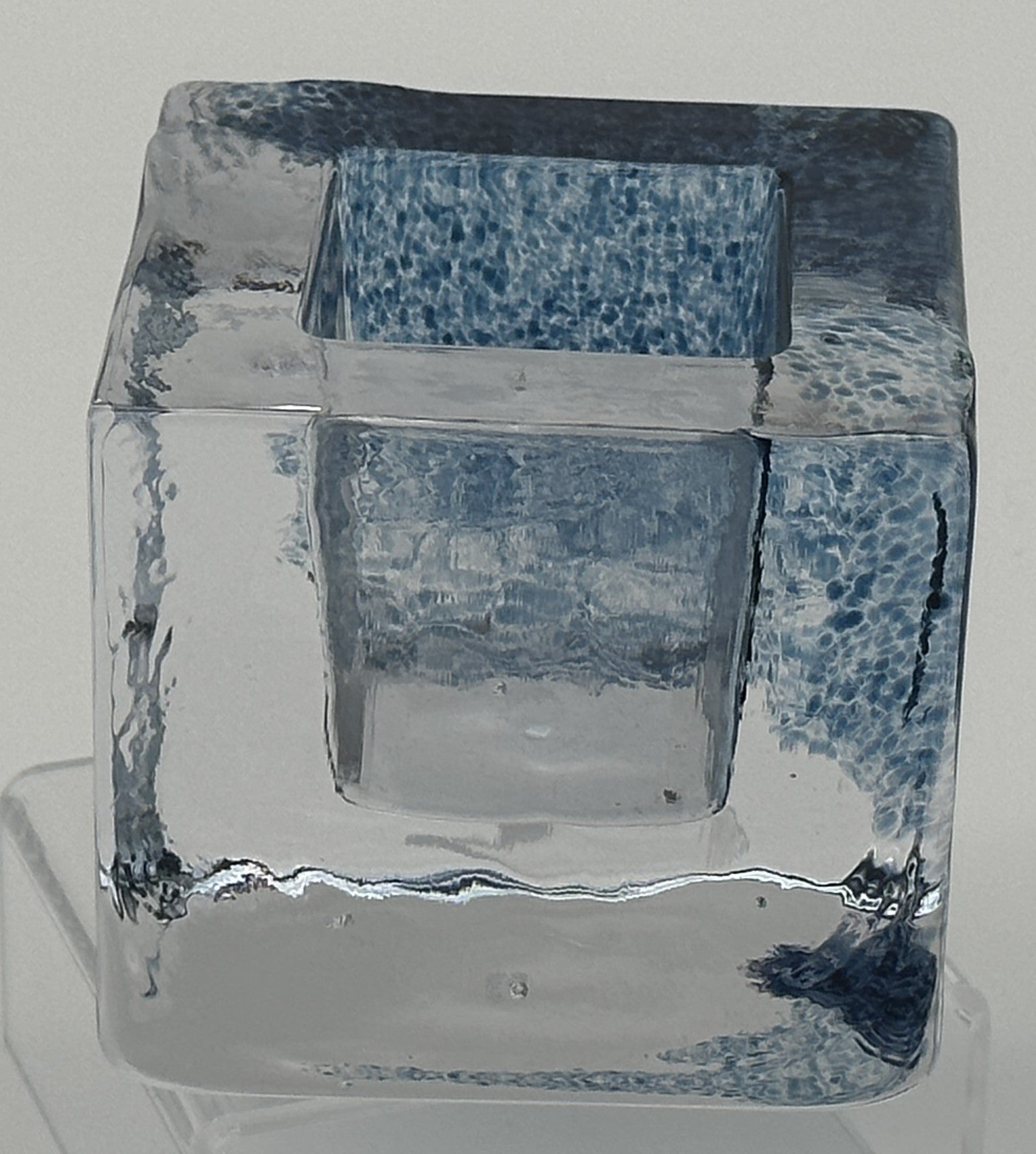 Kosta Boda - Brick - Candle holder - Blue - Original Box Scandinapan