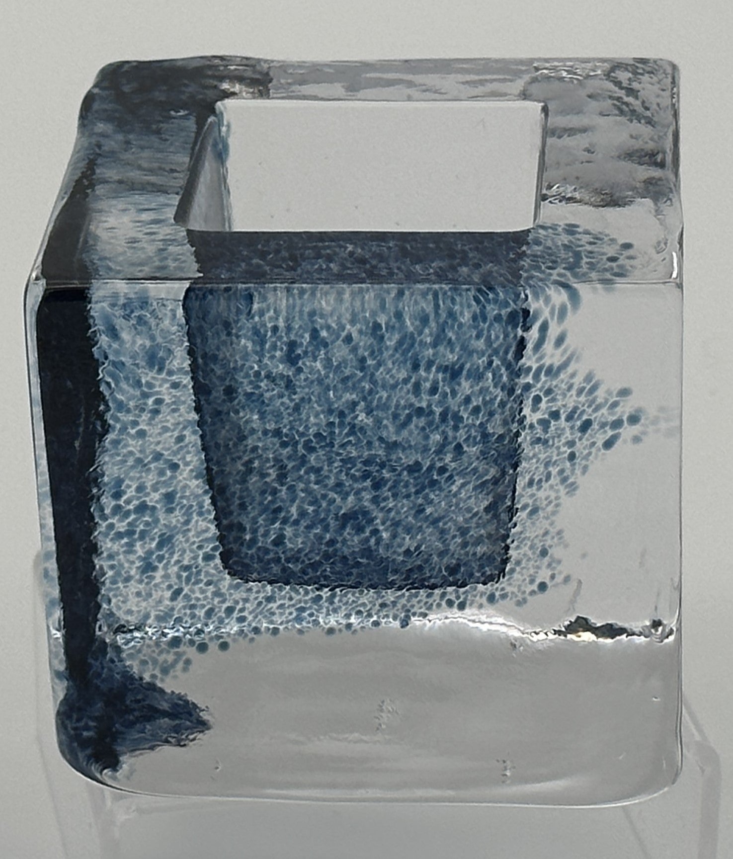 Kosta Boda - Brick - Candle holder - Blue - Original Box Scandinapan