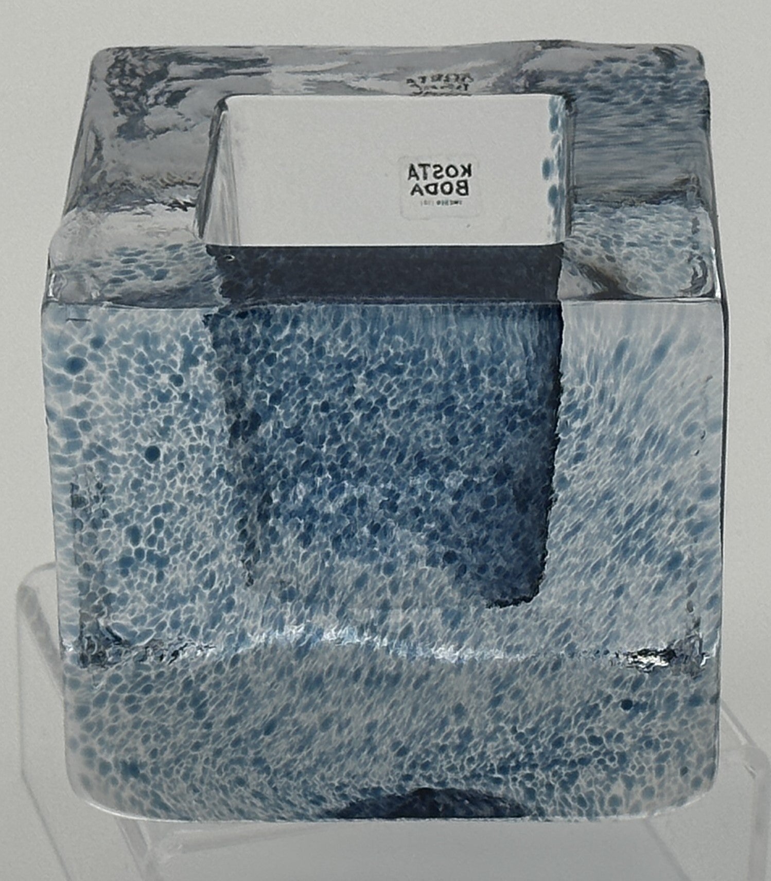 Kosta Boda - Brick - Candle holder - Blue - Original Box Scandinapan