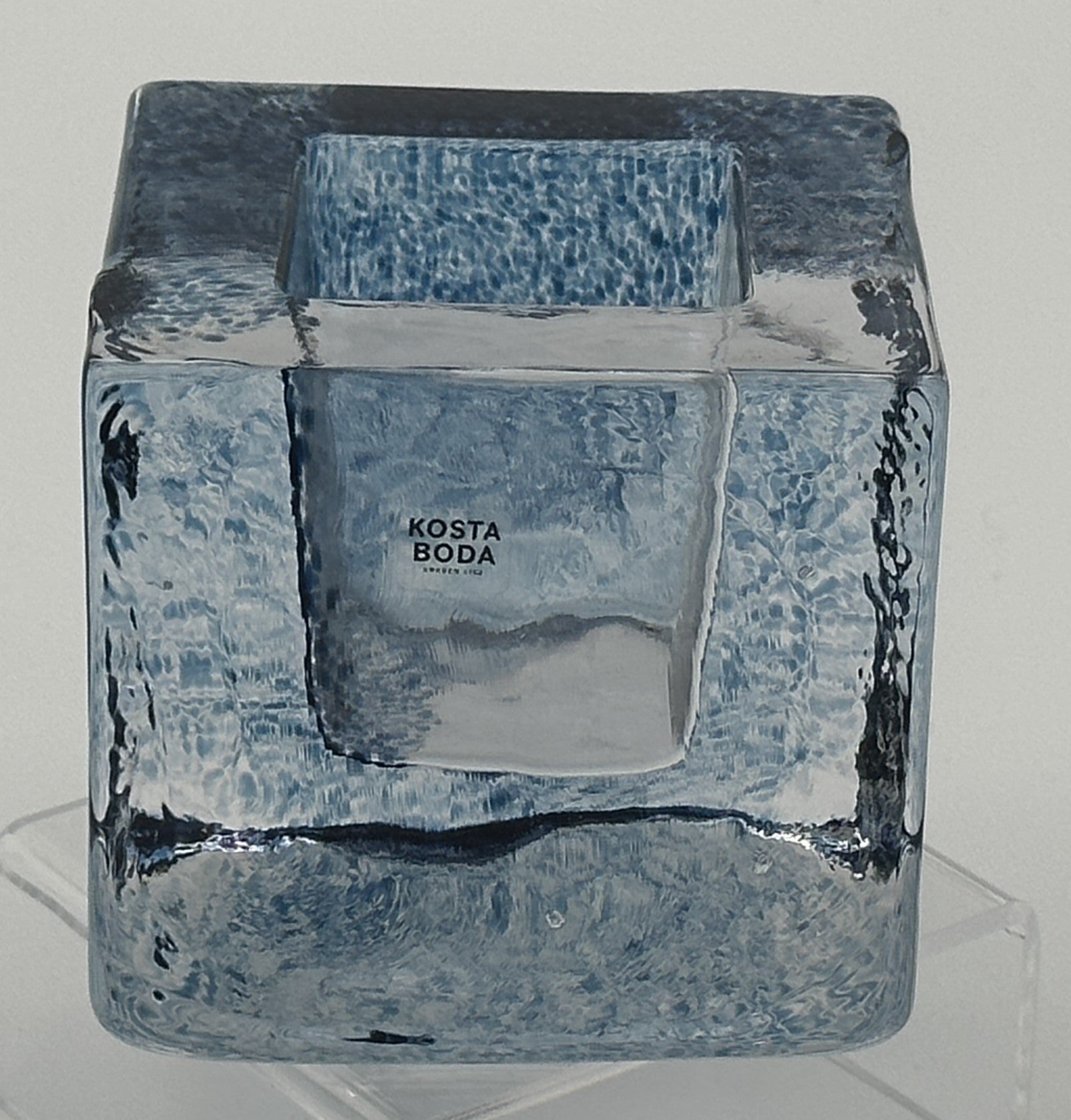 Kosta Boda - Brick - Candle holder - Blue - Original Box Scandinapan