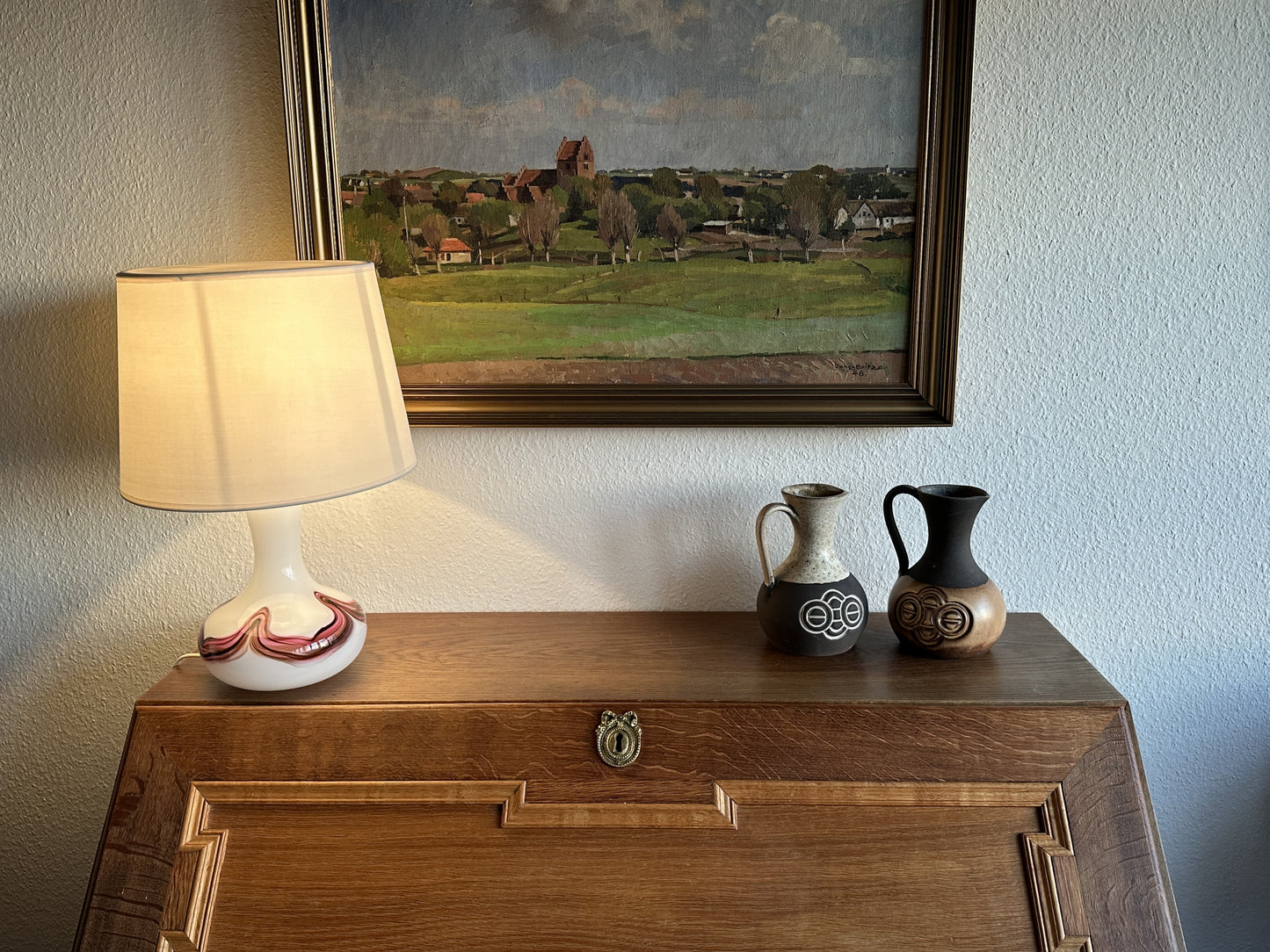 Holmegaard - Table lamp - Opal white/pink - 33cm Scandinapan
